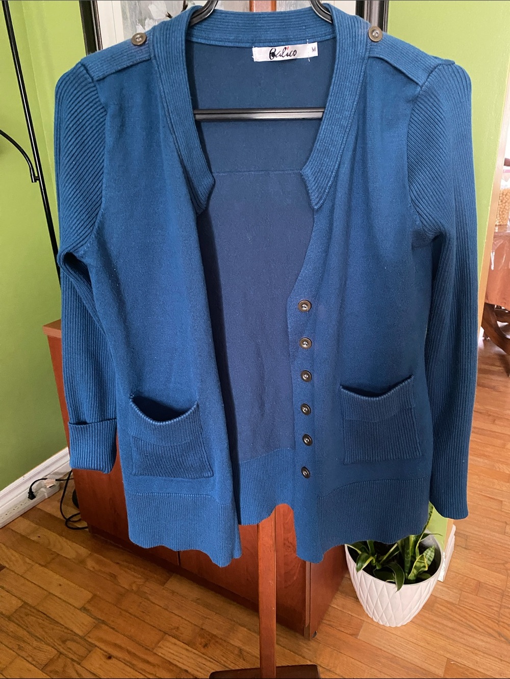 Blue Women’s Button-Front Cardigan Sweater by Calico